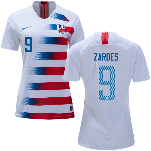 Women's USA #9 Zardes Home Soccer Country Jersey - Click Image to Close